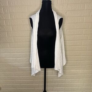 Eileen‎ Fisher White Vest Shrug Cardigan Size L 100% Soft Linen Layer Holiday